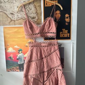 Lace eyelet halter and skirt